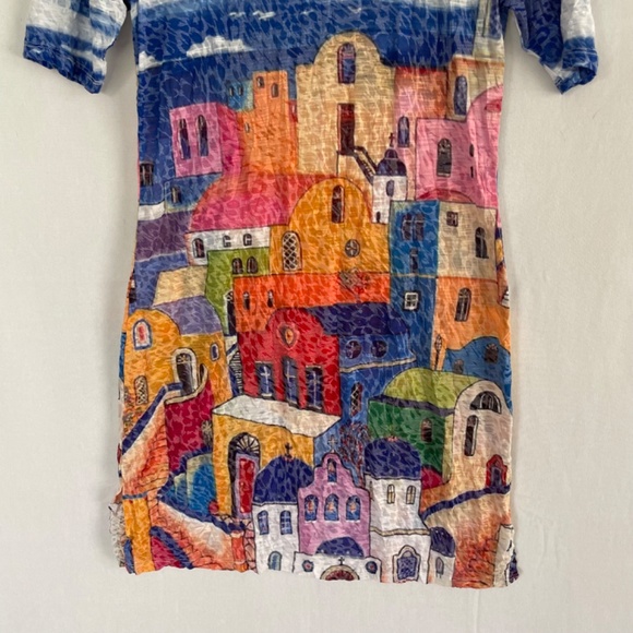 NEWPORT by Carine Size Small Short Sleeve Art to Wear Burnout Tee Shirt Dress - Picture 3 of 8